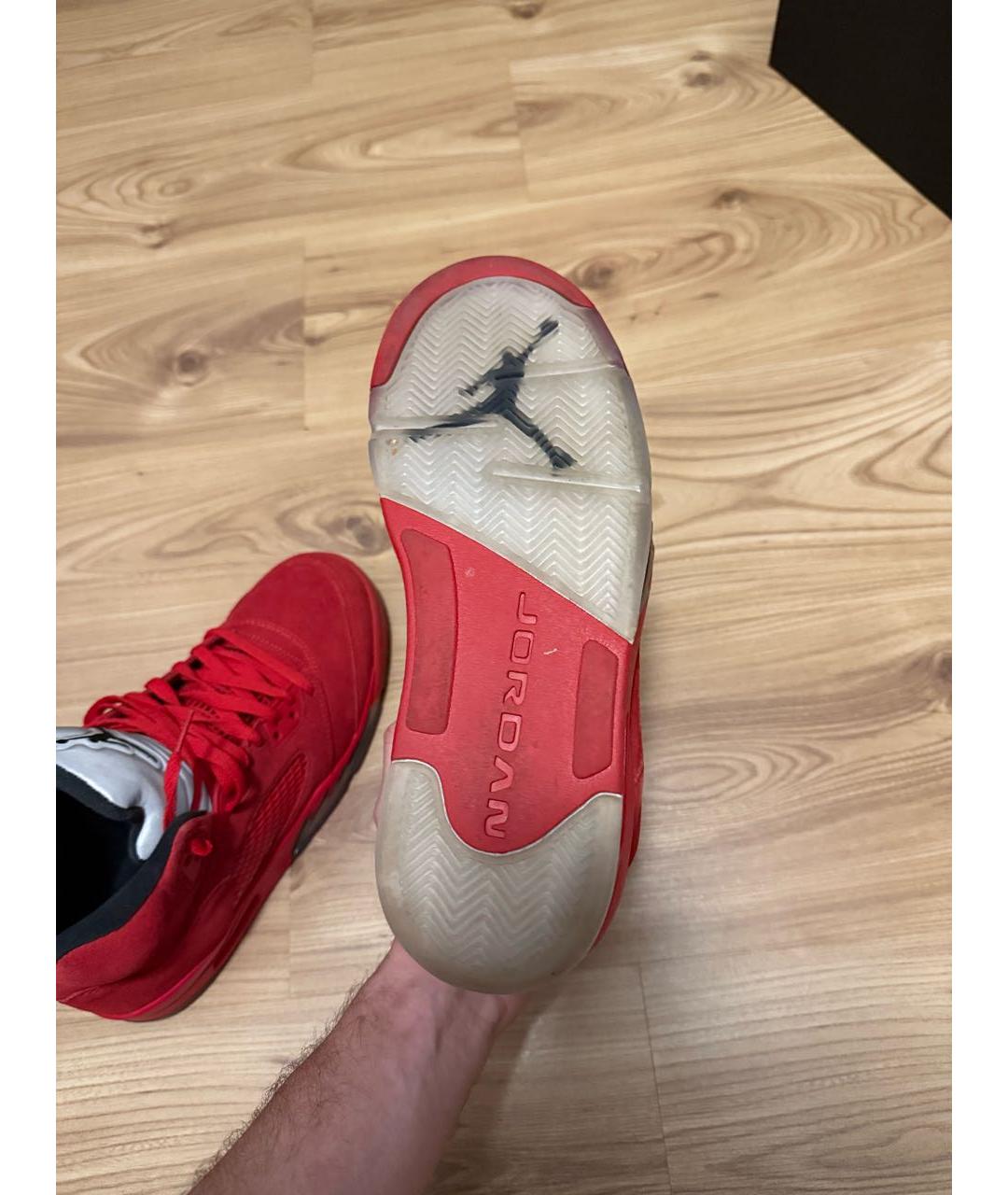JORDAN Красные замшевые высокие кроссовки / кеды, фото 6