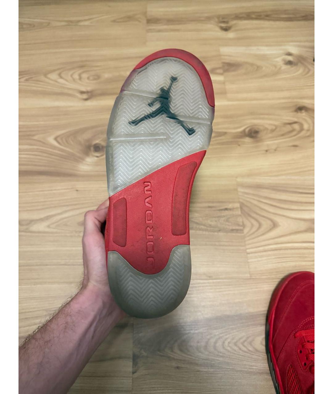 JORDAN Красные замшевые высокие кроссовки / кеды, фото 5