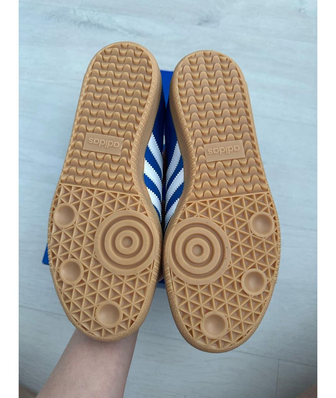 ADIDAS Синие кожаные кеды, фото 3