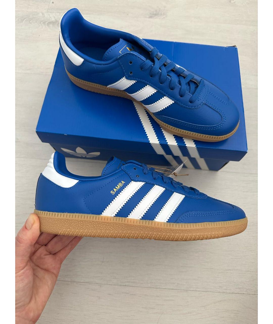 ADIDAS Синие кожаные кеды, фото 8