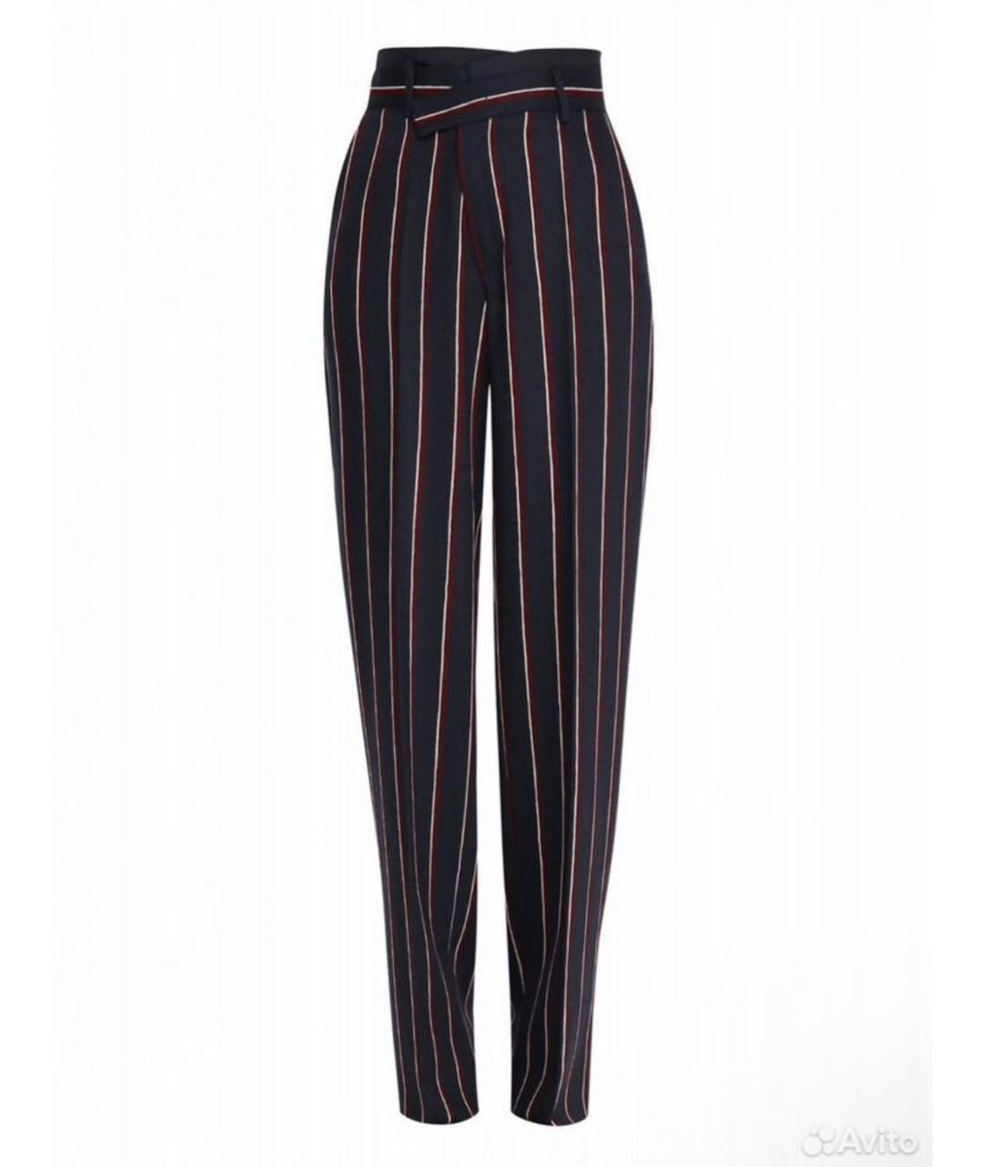 SPORTMAX Темно-синие шерстяные прямые брюки, фото 5