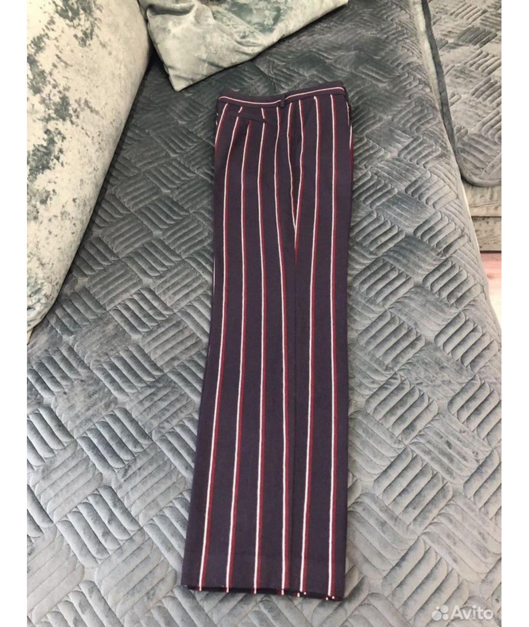 SPORTMAX Темно-синие шерстяные прямые брюки, фото 3