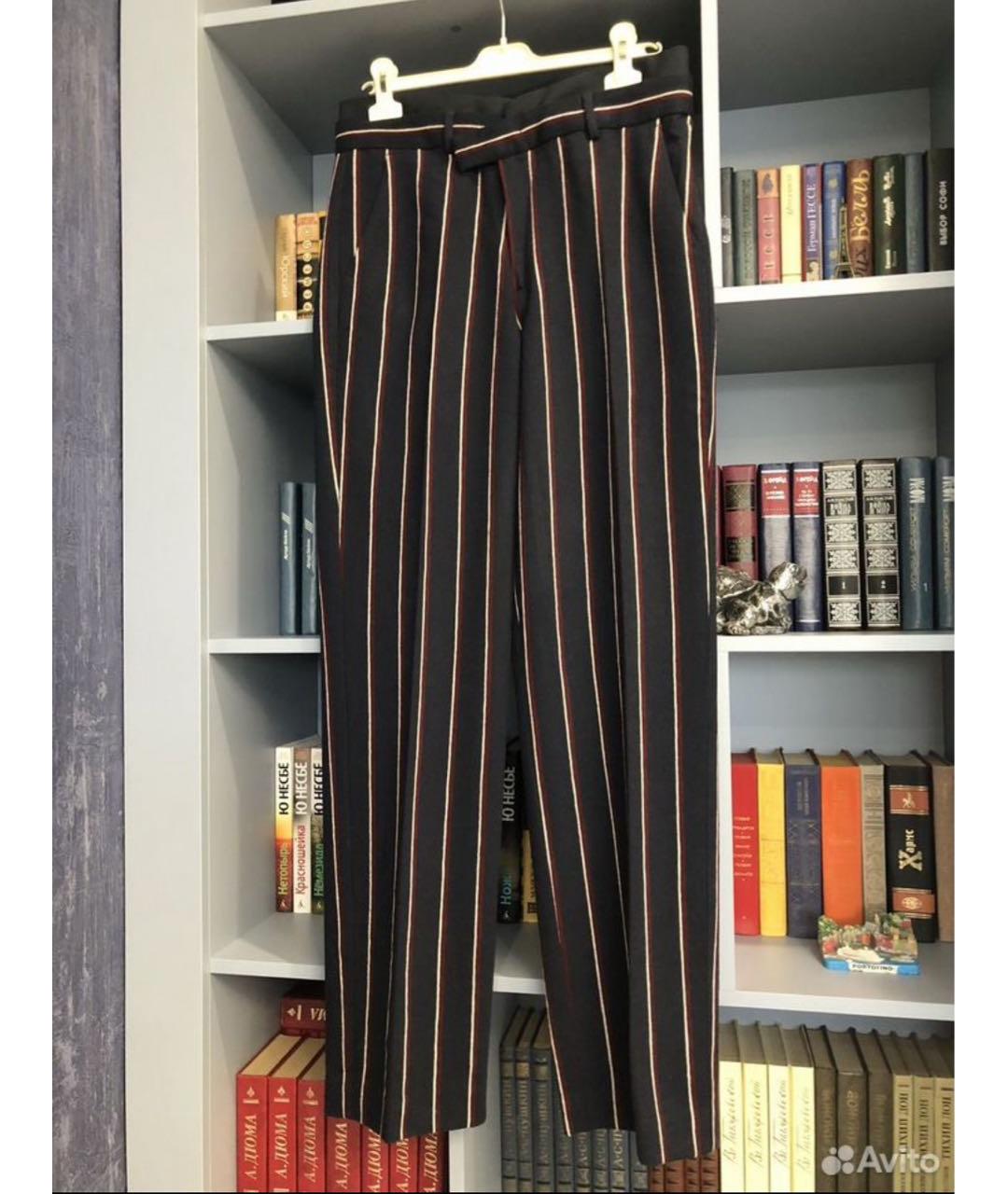 SPORTMAX Темно-синие шерстяные прямые брюки, фото 2