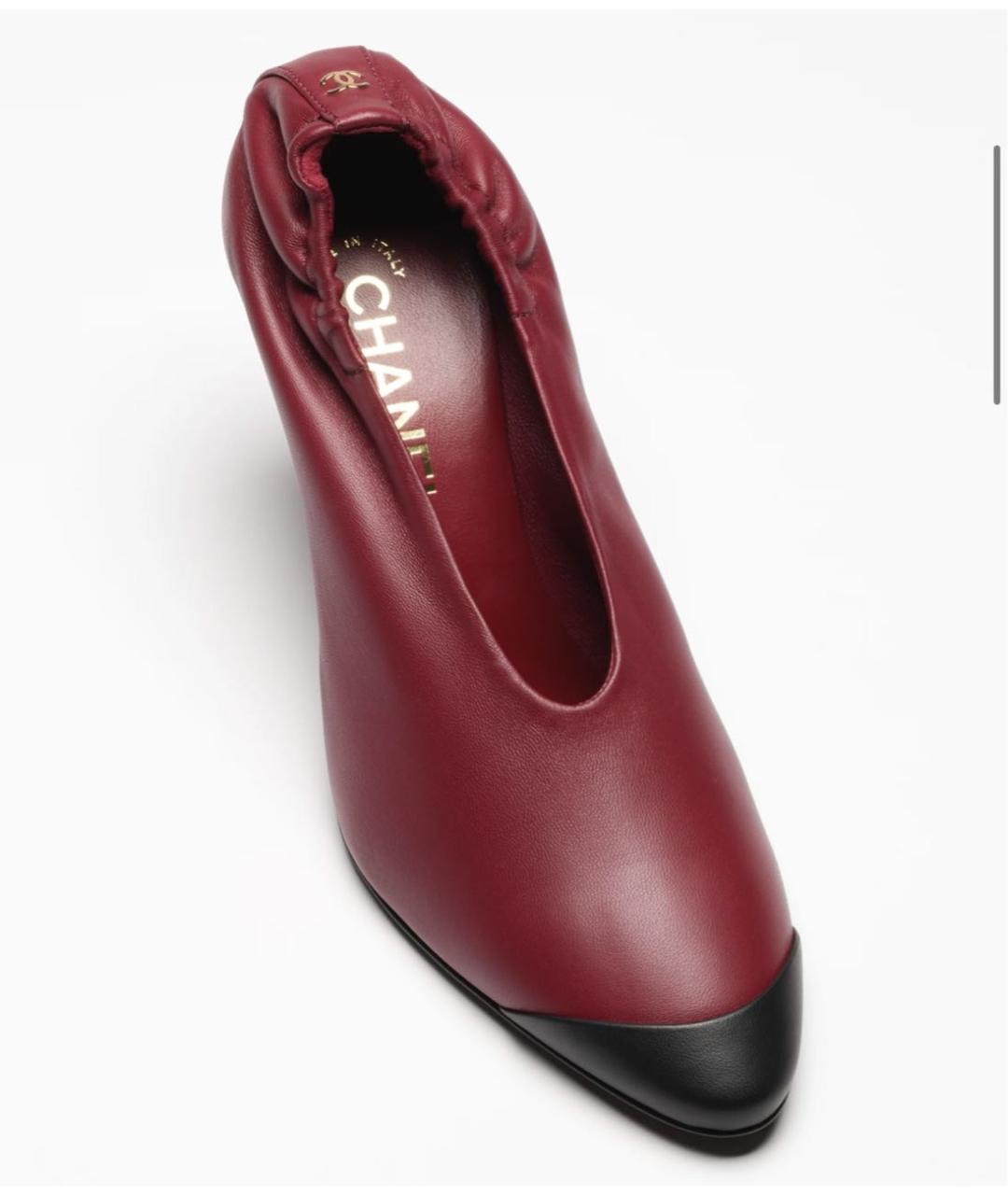 CHANEL Бордовые кожаные туфли, фото 4