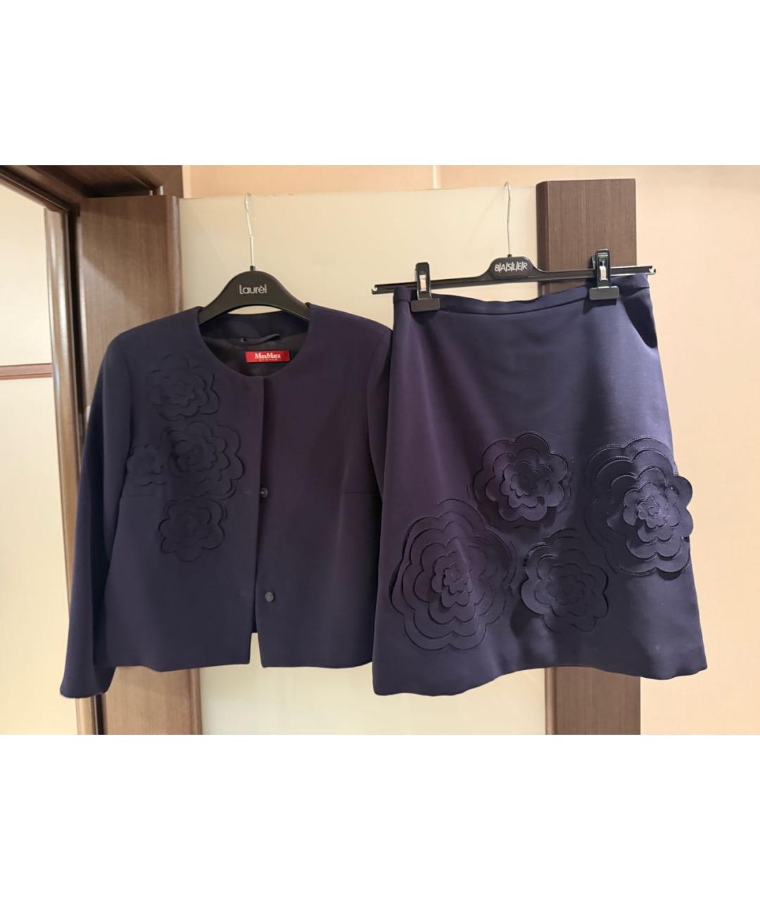 MAX MARA STUDIO Темно-синий вискозный костюм с юбками, фото 4