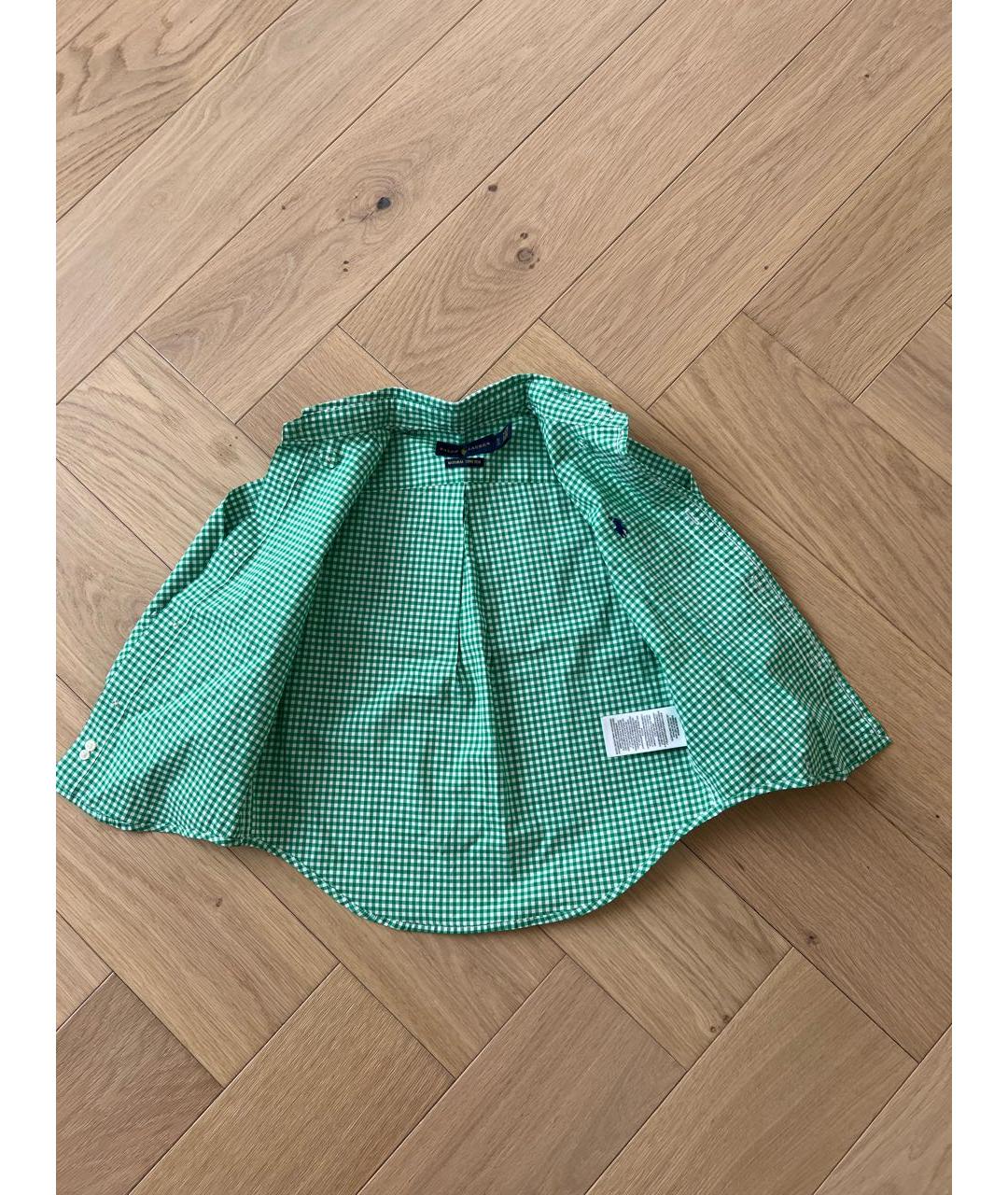RALPH LAUREN Зеленая хлопковая блузка для девочек, фото 2