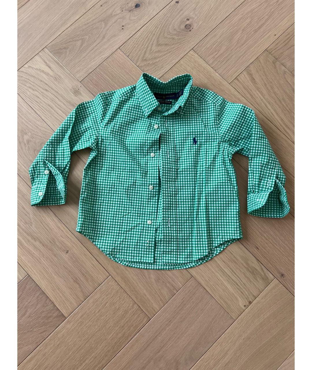 RALPH LAUREN Зеленая хлопковая блузка для девочек, фото 5