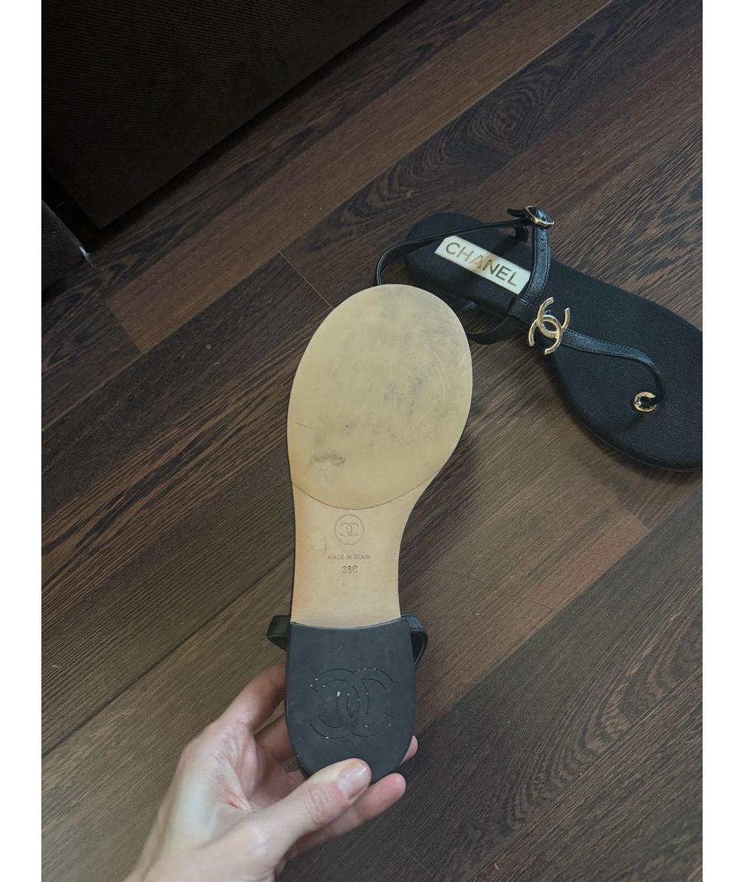 CHANEL Черные босоножки, фото 4