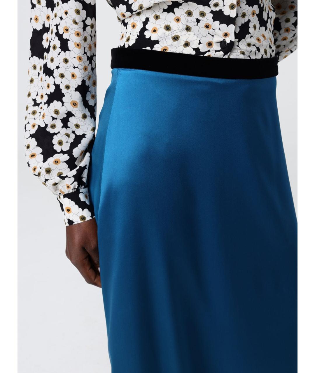 VALENTINO Синяя шелковая юбка макси, фото 5