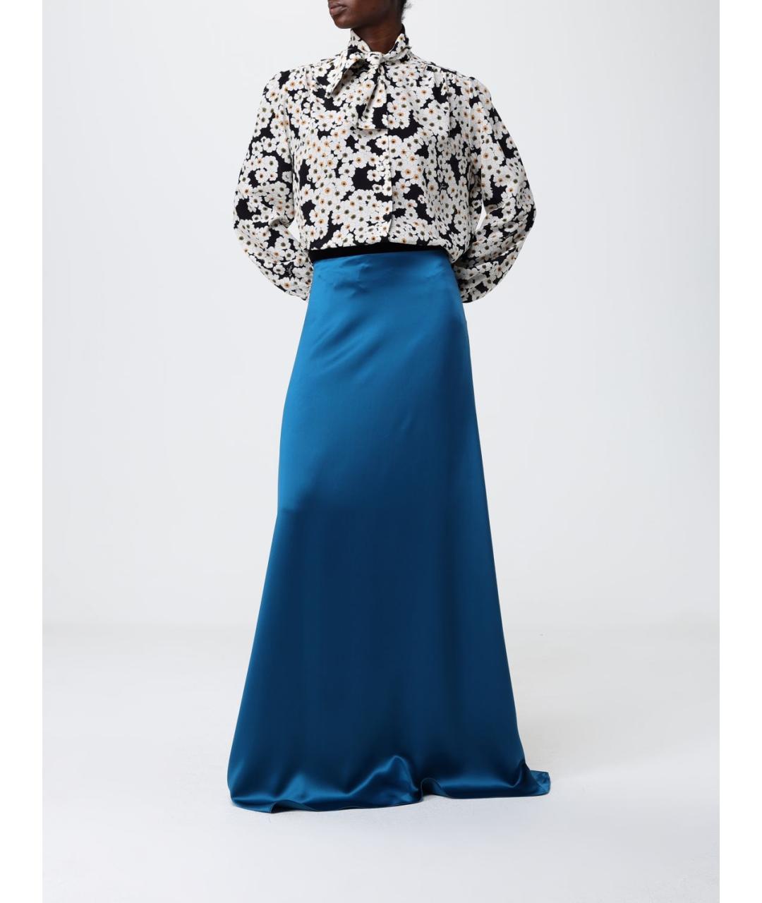 VALENTINO Синяя шелковая юбка макси, фото 2