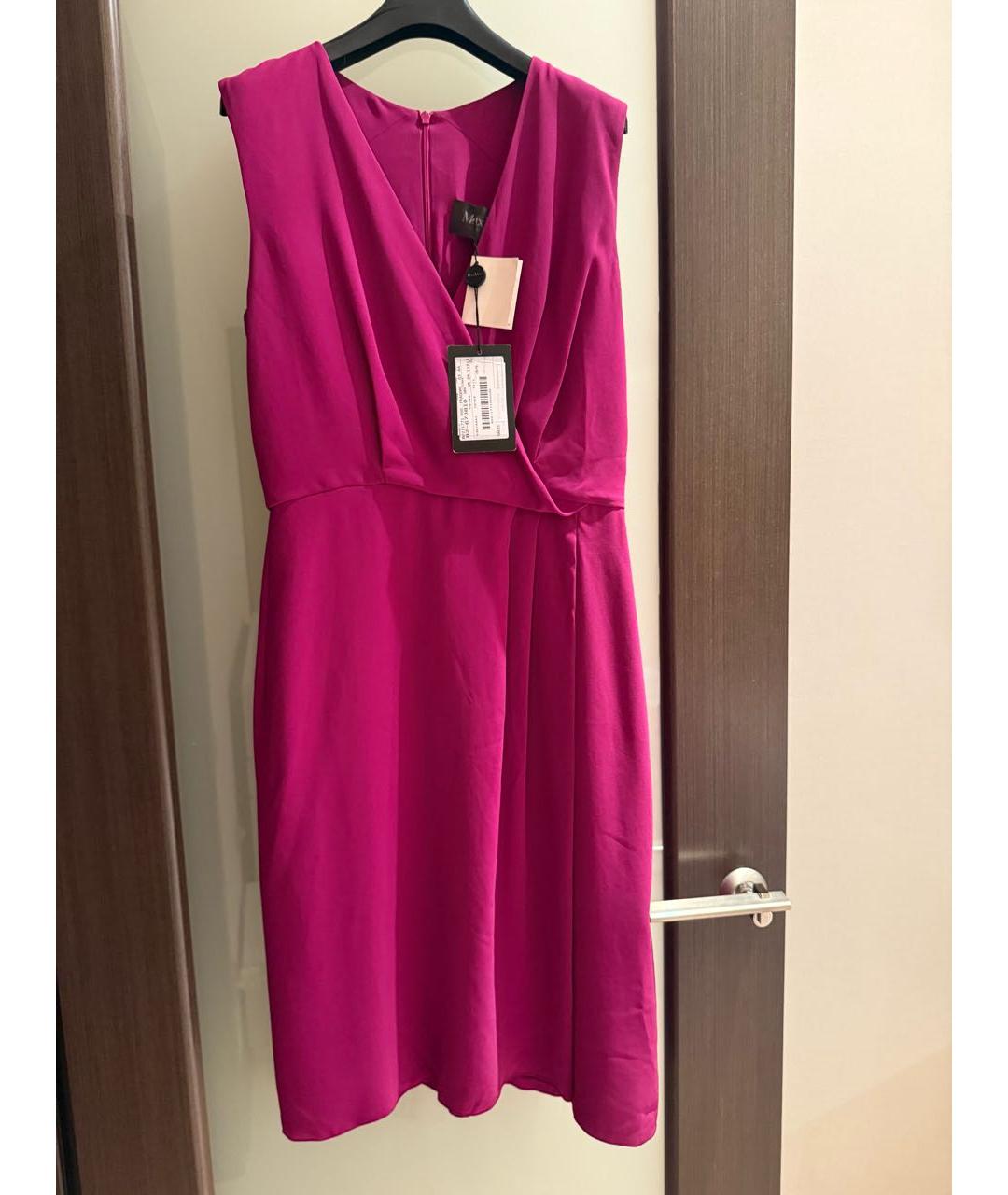 MAX MARA STUDIO Фуксия шелковое повседневное платье, фото 3