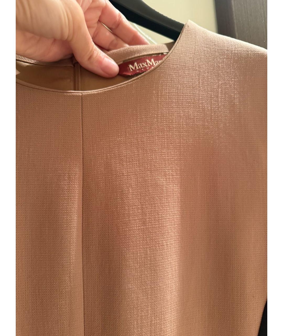 MAX MARA STUDIO Бежевое шерстяное повседневное платье, фото 3