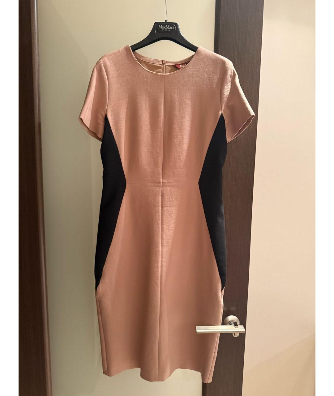 MAX MARA STUDIO Бежевое шерстяное повседневное платье, фото 5