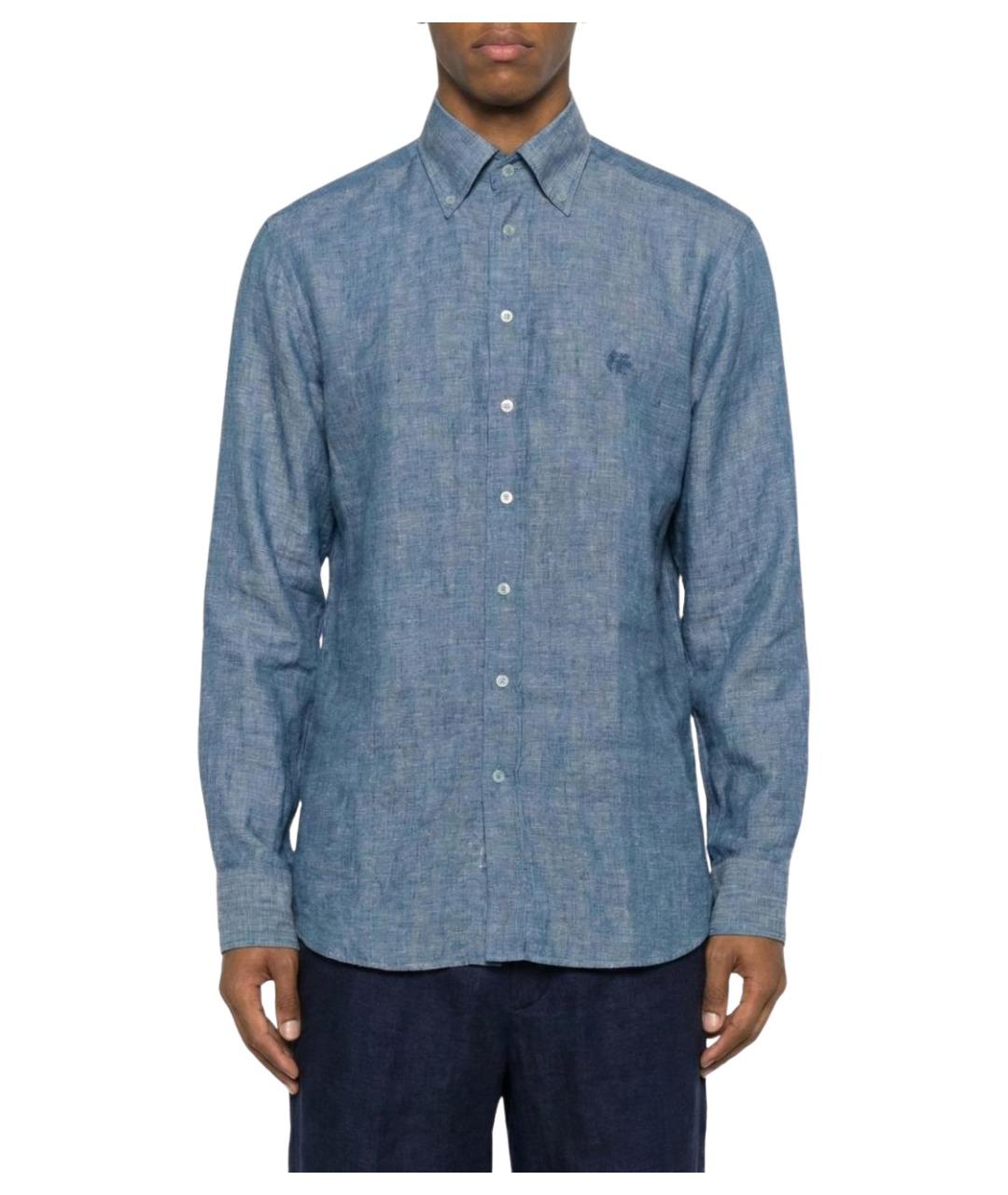 ETRO Синяя льняная кэжуал рубашка, фото 1