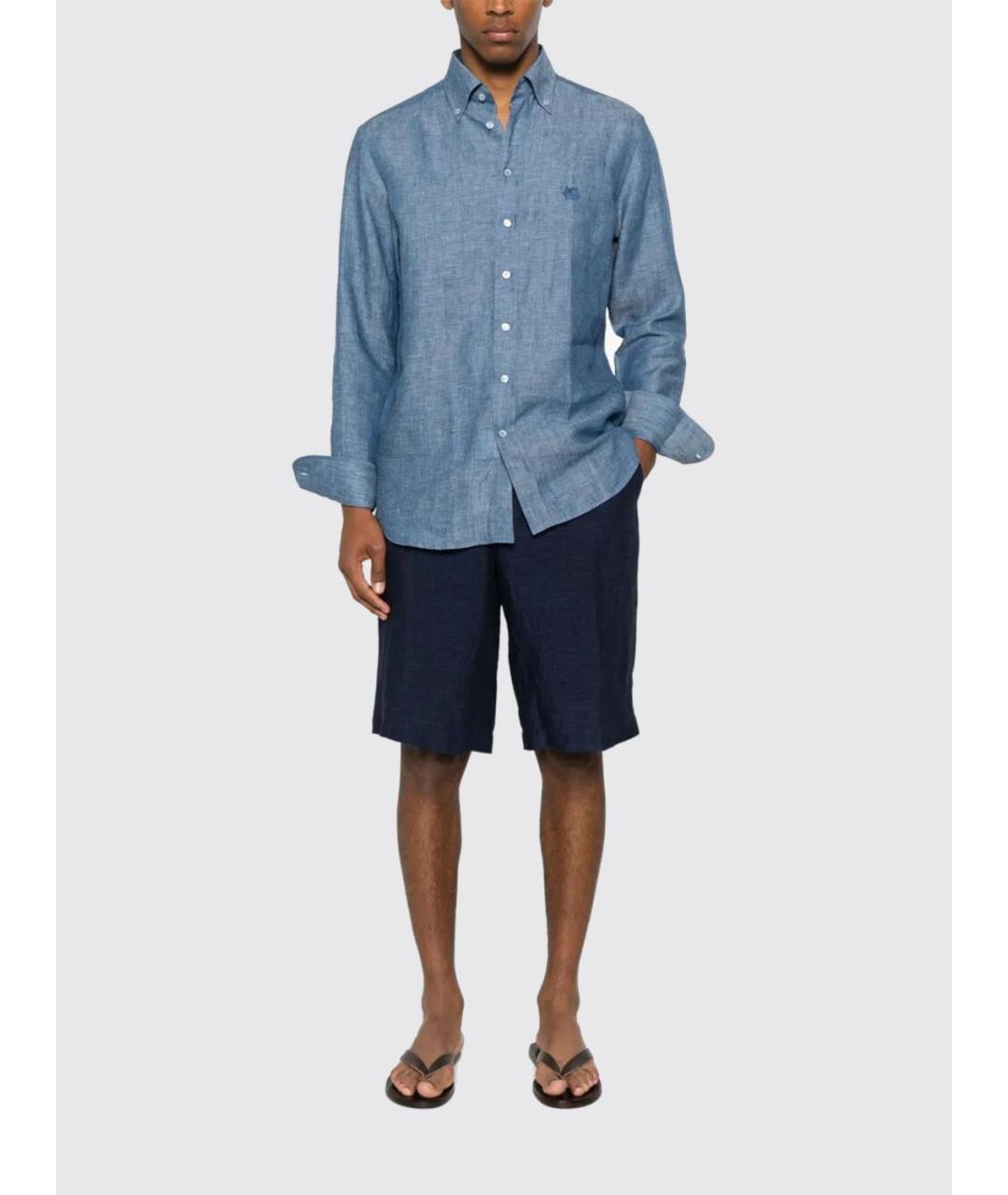ETRO Синяя льняная кэжуал рубашка, фото 2