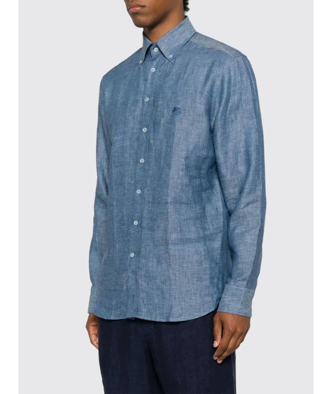 ETRO Синяя льняная кэжуал рубашка, фото 4