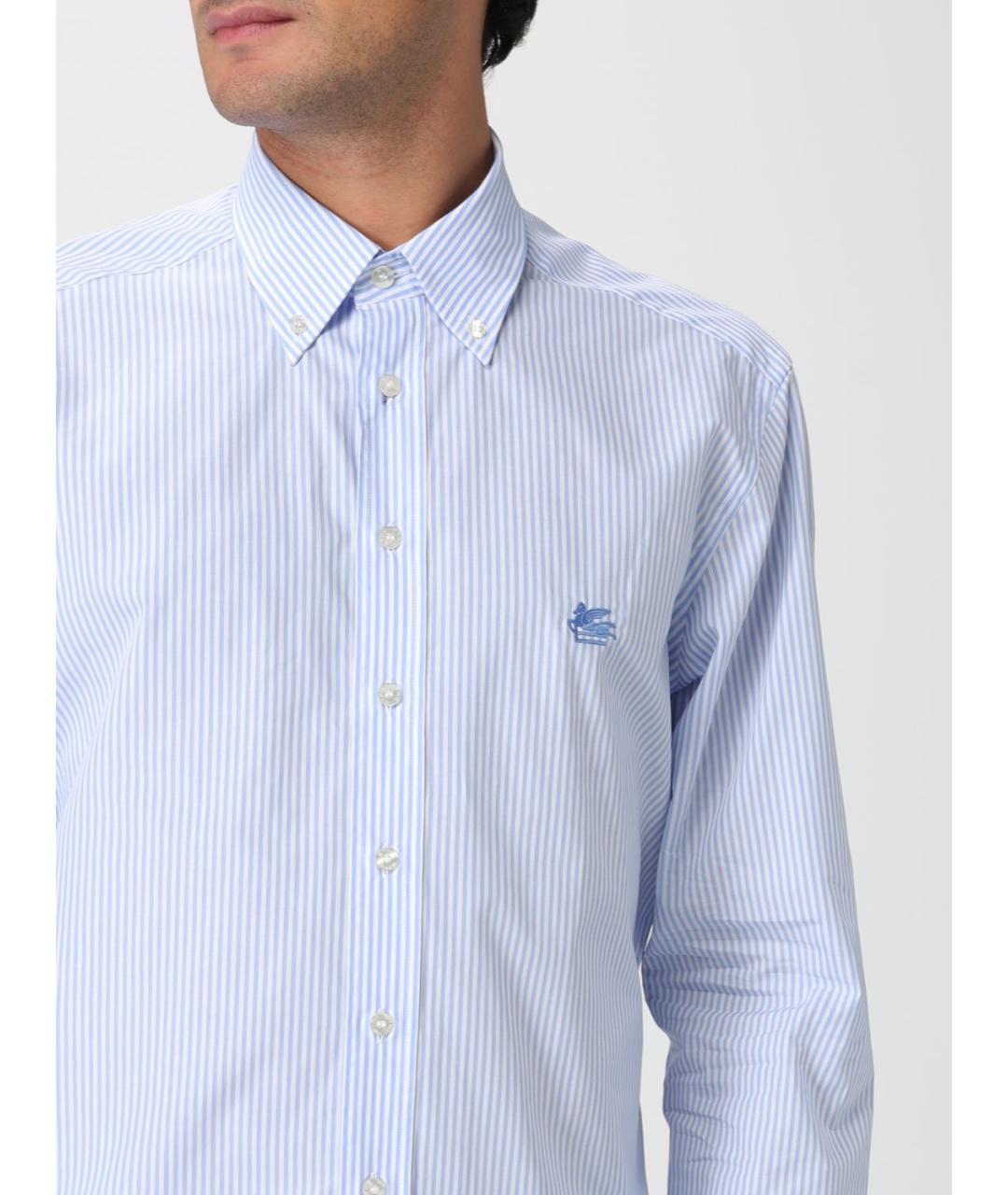 ETRO Голубая хлопковая кэжуал рубашка, фото 5