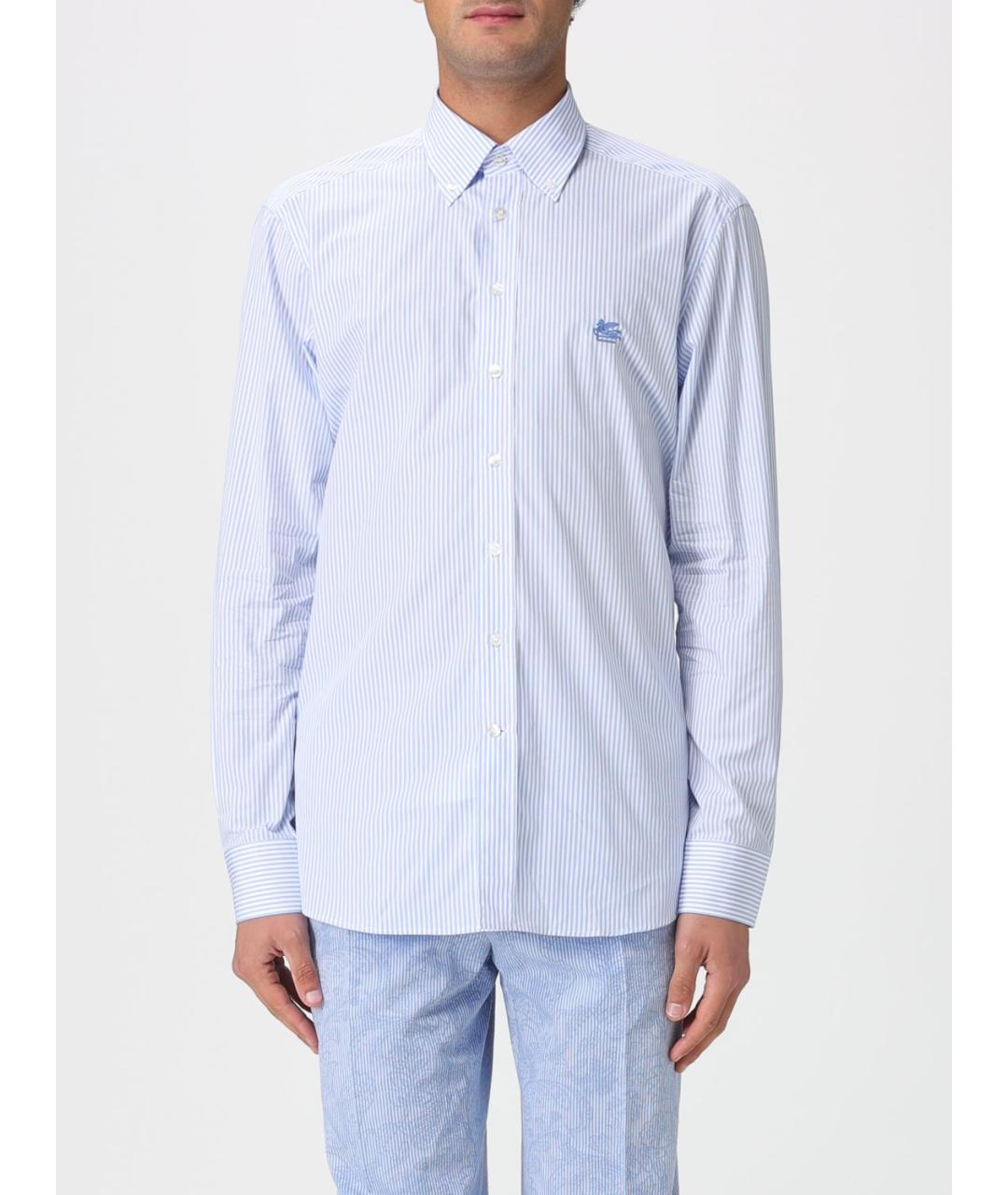 ETRO Голубая хлопковая кэжуал рубашка, фото 6