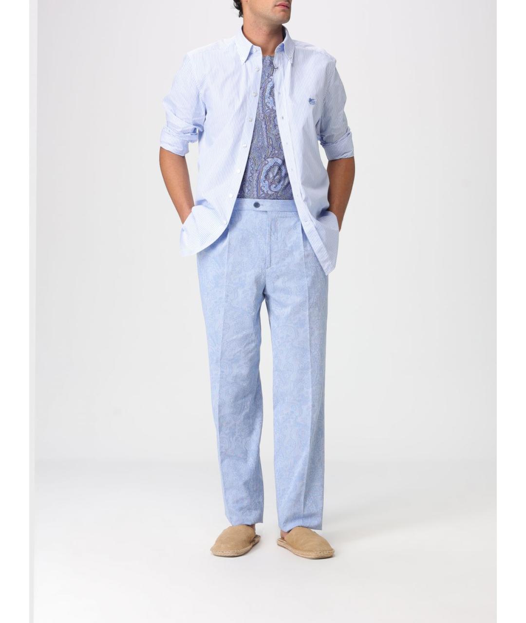 ETRO Голубая хлопковая кэжуал рубашка, фото 2