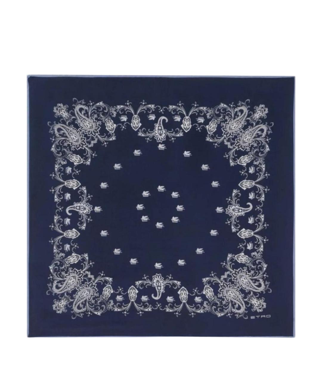ETRO Синий шелковый шарф, фото 1