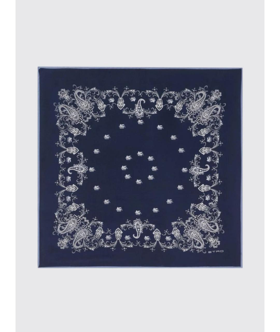 ETRO Синий шелковый шарф, фото 3