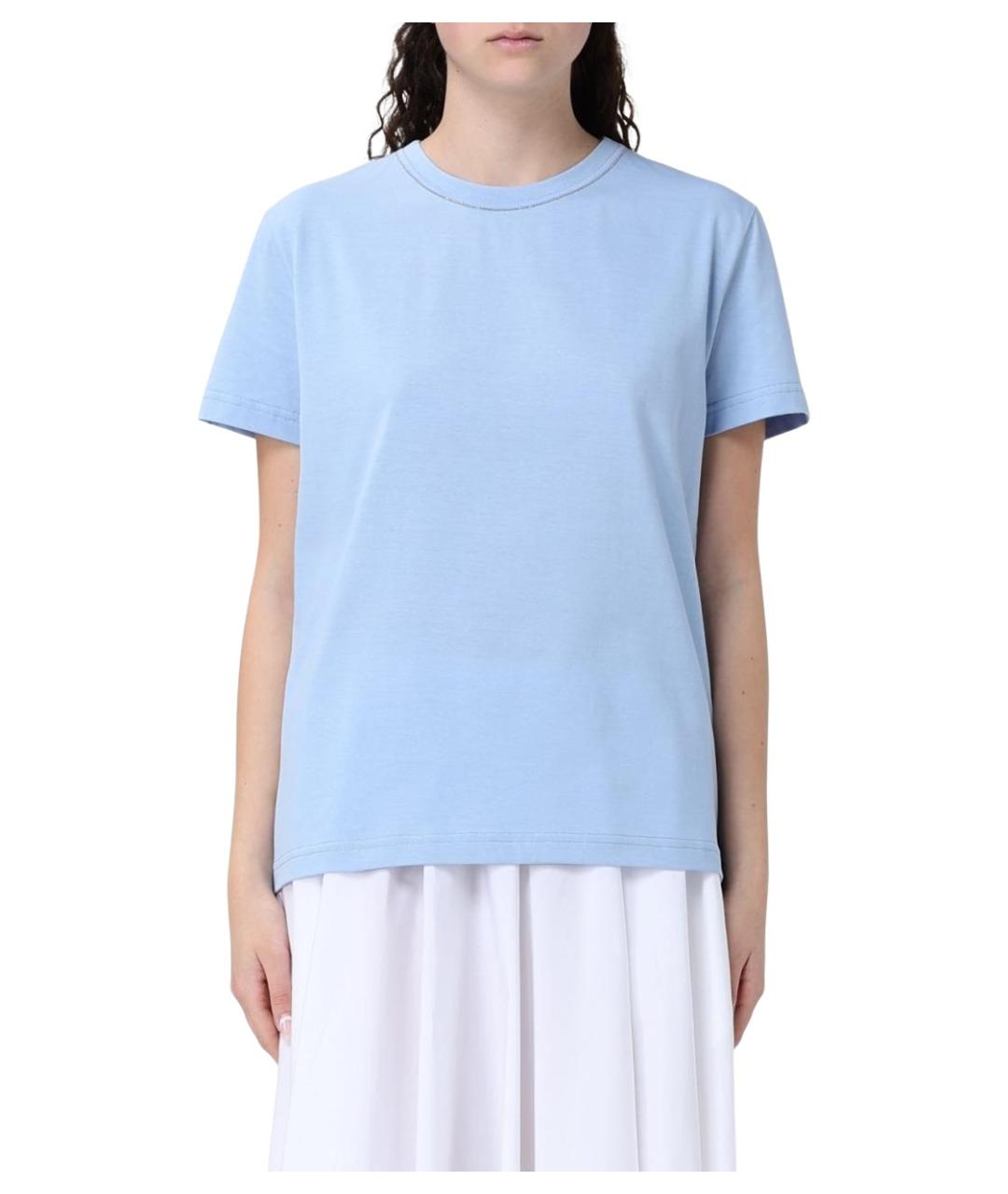 FABIANA FILIPPI Голубая хлопковая футболка, фото 1