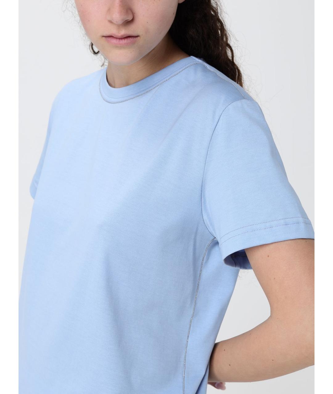 FABIANA FILIPPI Голубая хлопковая футболка, фото 3