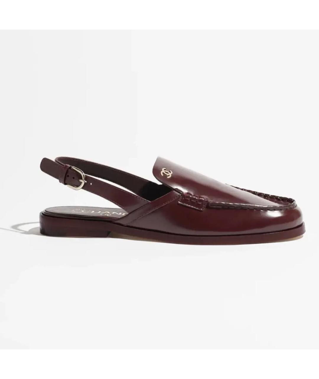 CHANEL Бордовые кожаные лоферы, фото 4