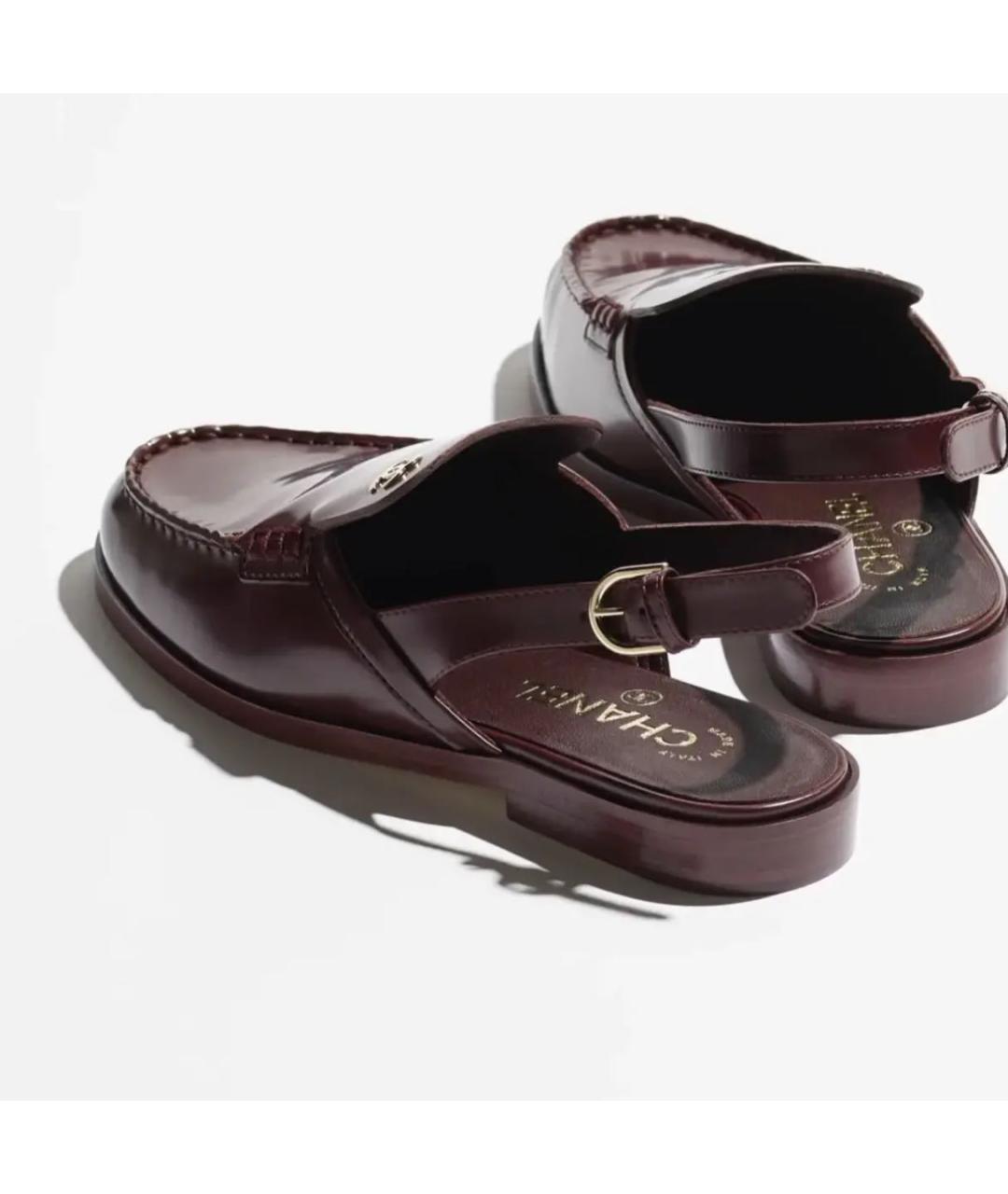 CHANEL Бордовые кожаные лоферы, фото 2