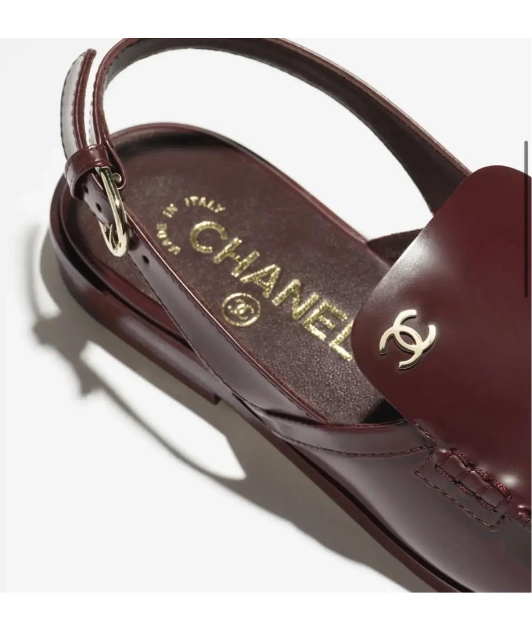 CHANEL Бордовые кожаные лоферы, фото 3