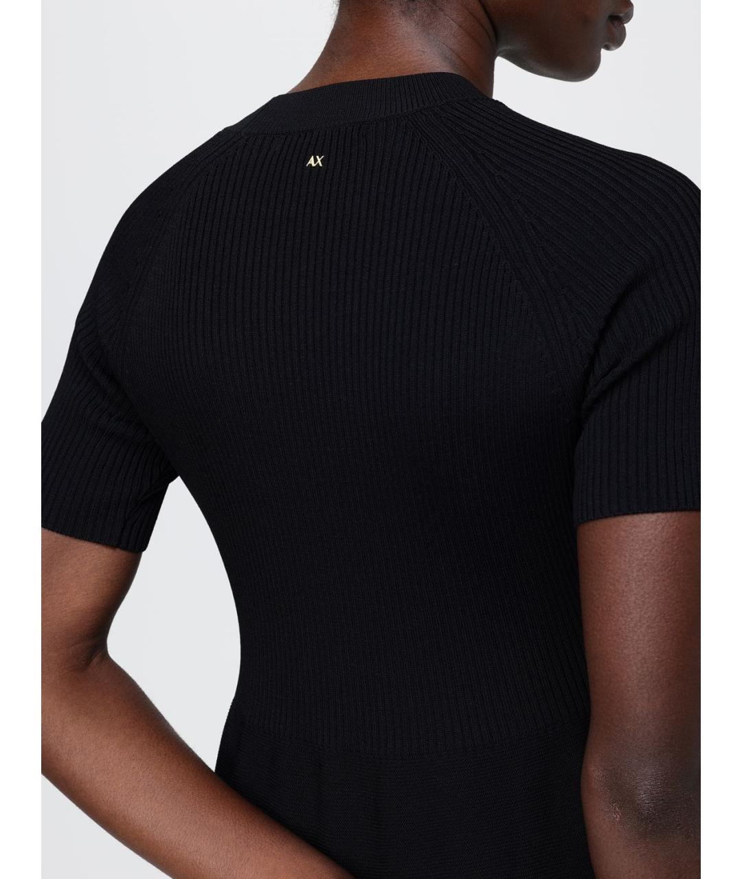ARMANI EXCHANGE Черное вискозное повседневное платье, фото 3