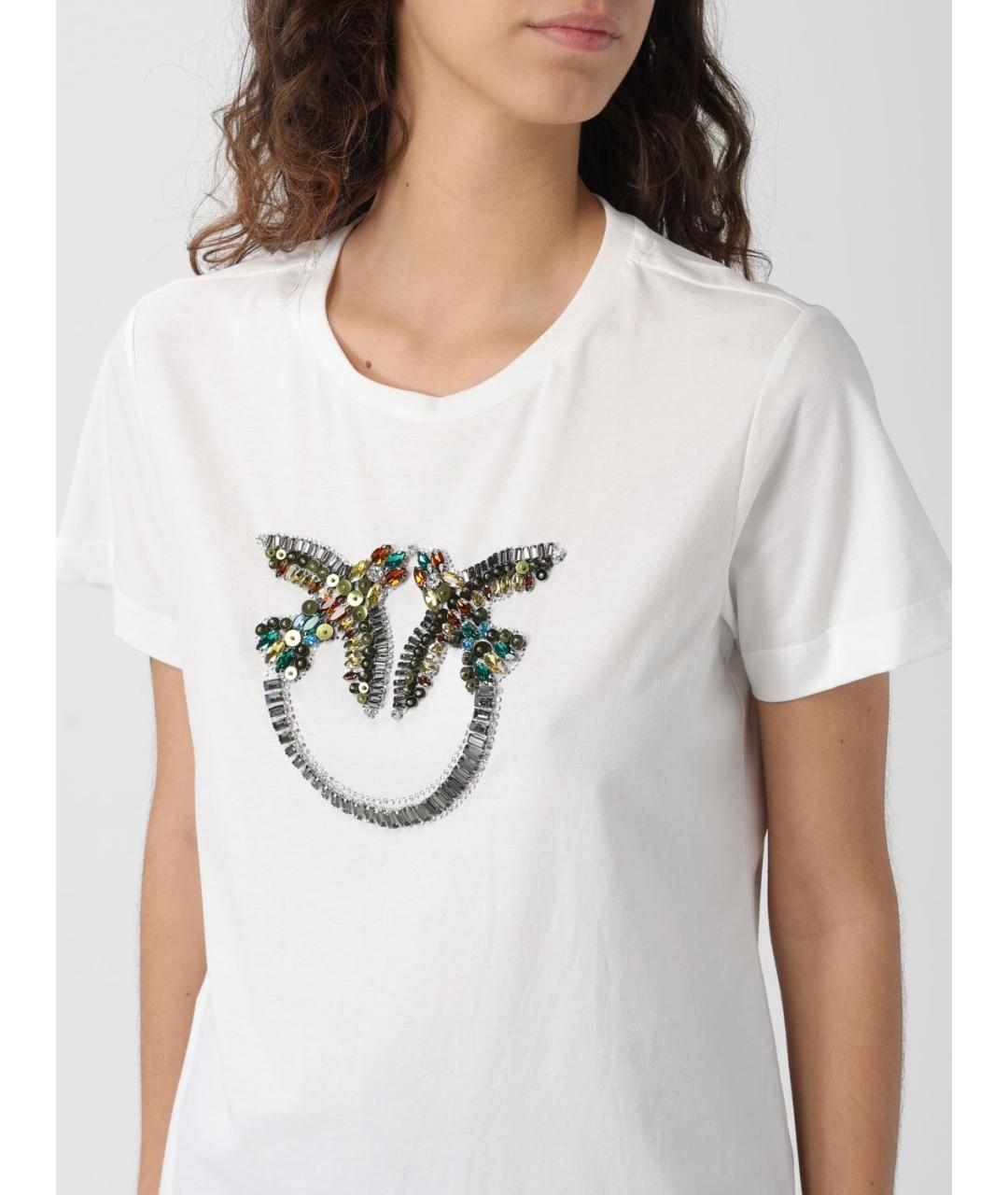 PINKO Белая хлопковая футболка, фото 3