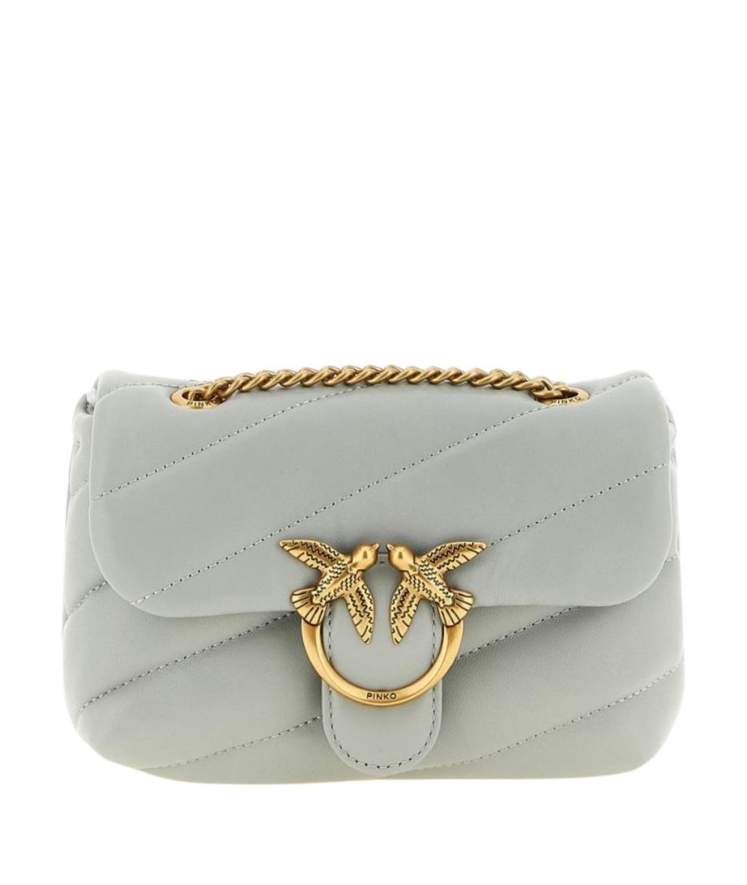 PINKO Серая кожаная сумка через плечо, фото 1