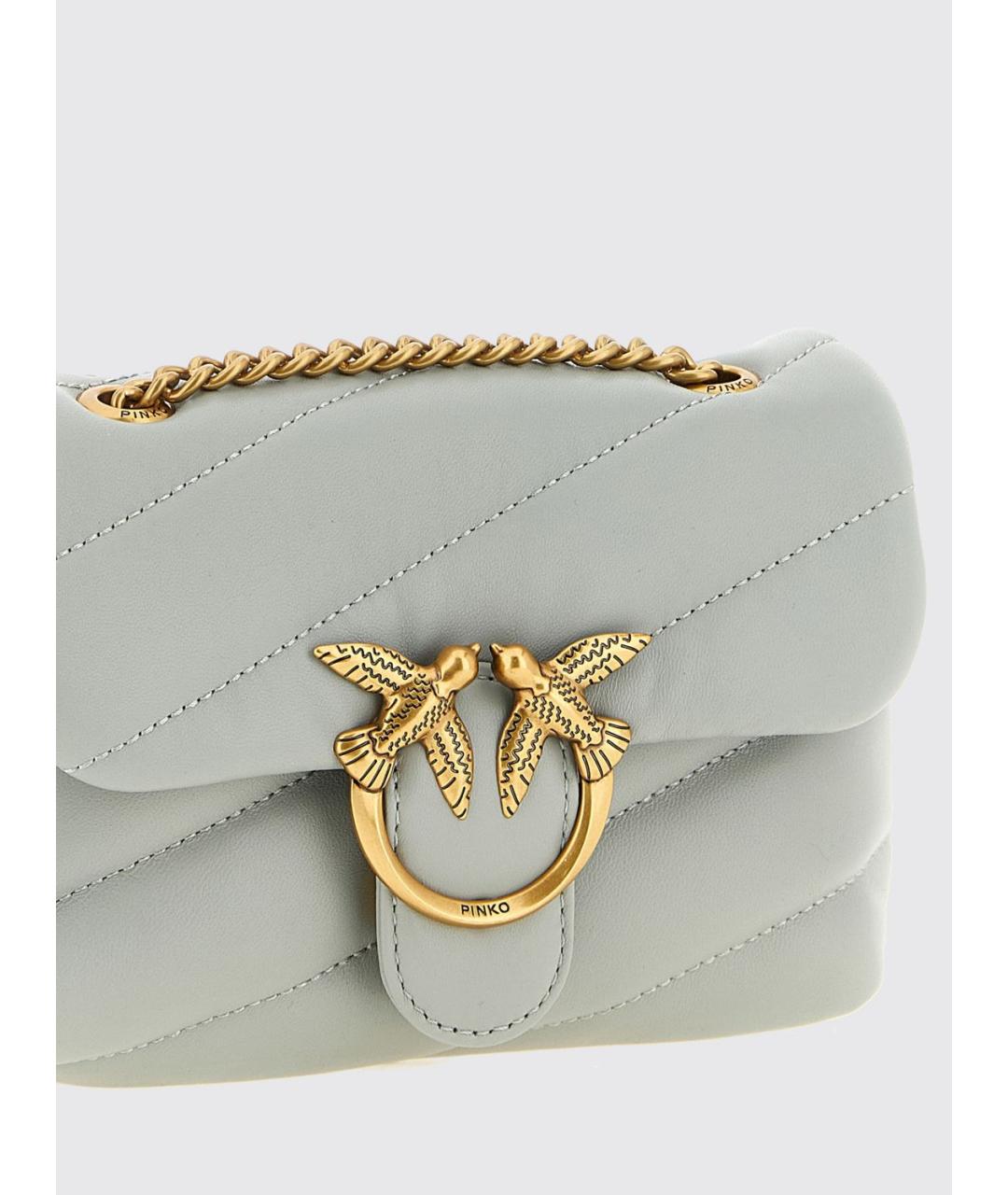PINKO Серая кожаная сумка через плечо, фото 3