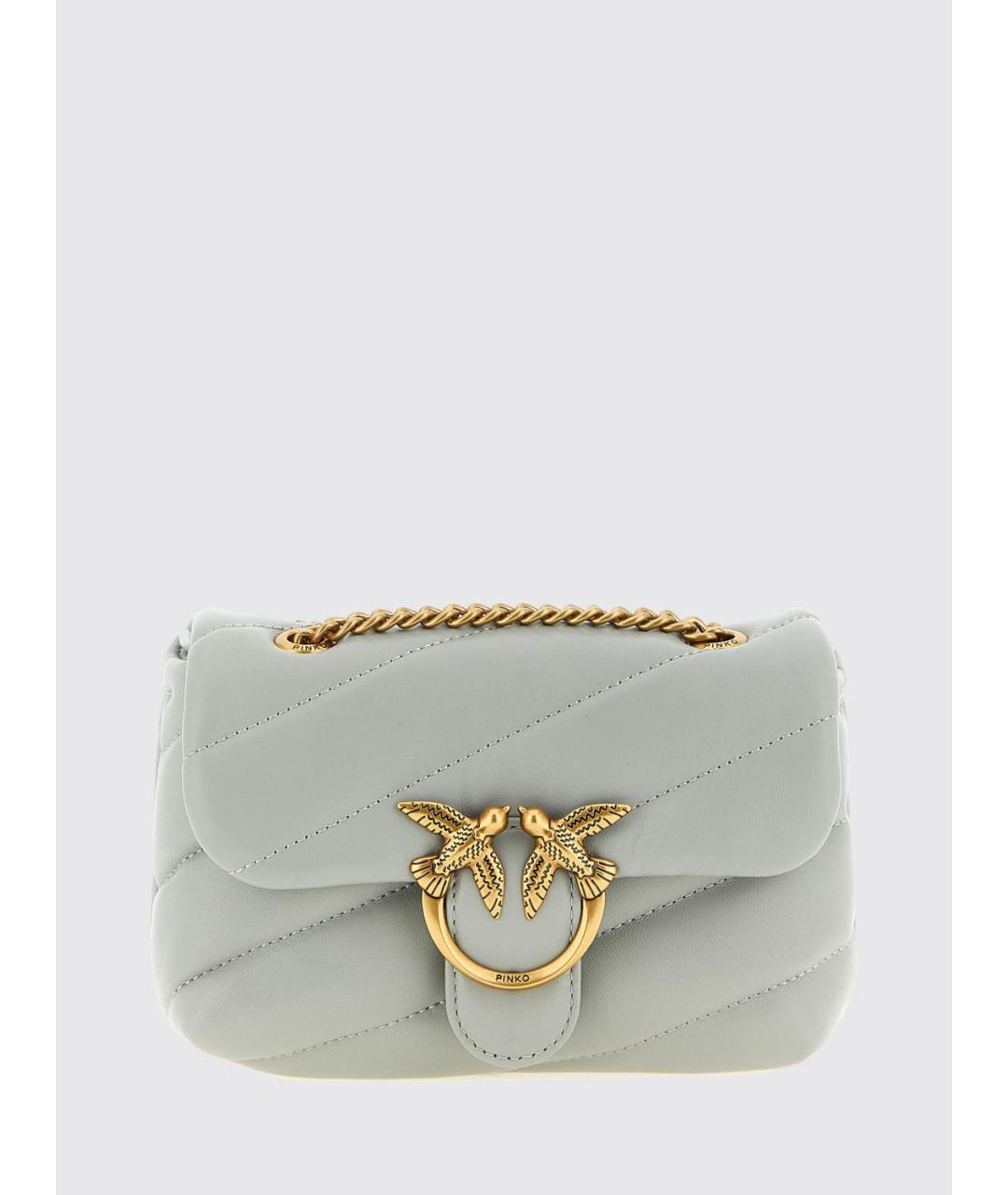 PINKO Серая кожаная сумка через плечо, фото 5