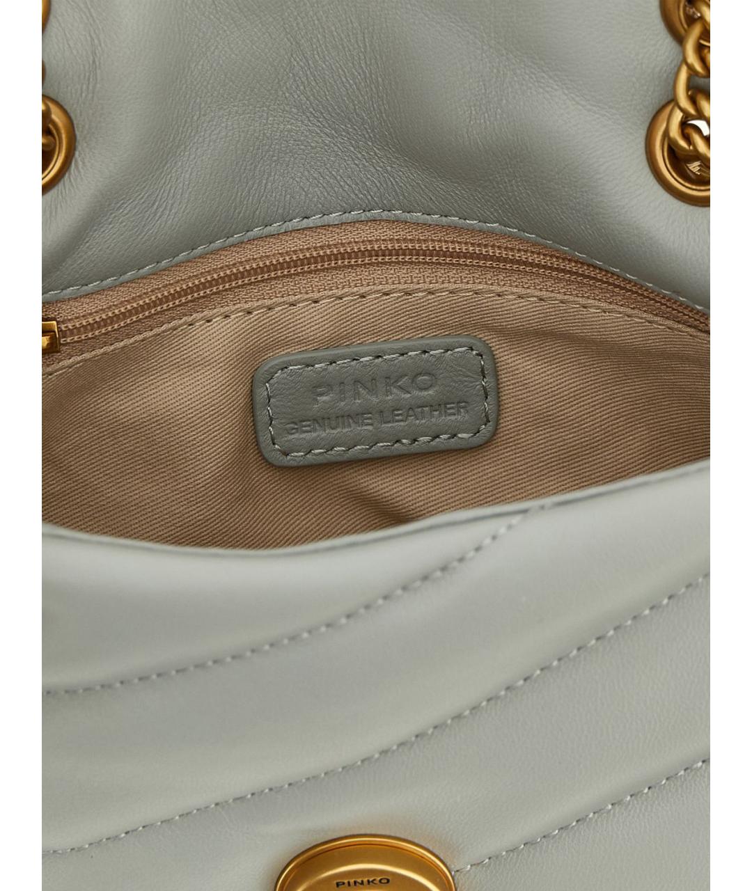 PINKO Серая кожаная сумка через плечо, фото 4