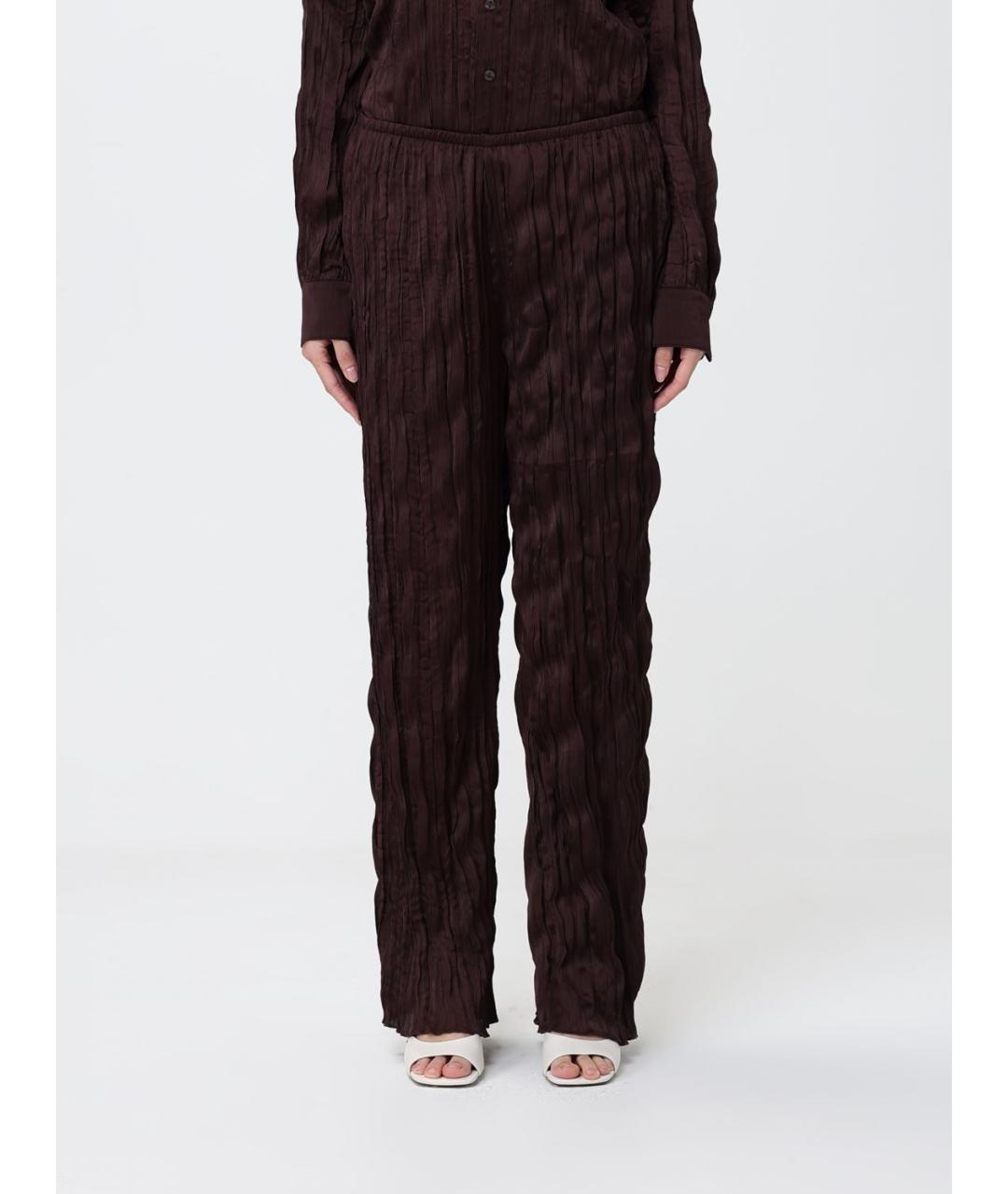 STAUD Коричневые полиэстеровые прямые брюки, фото 5