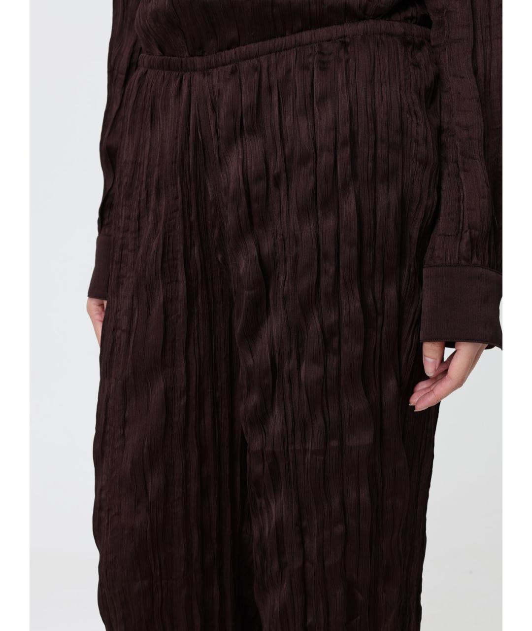 STAUD Коричневые полиэстеровые прямые брюки, фото 4