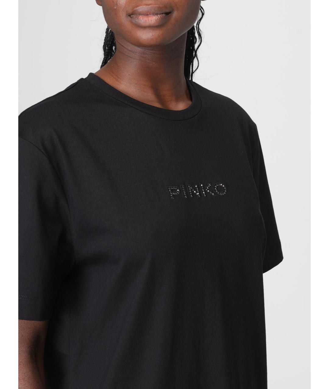 PINKO Черная хлопковая футболка, фото 3