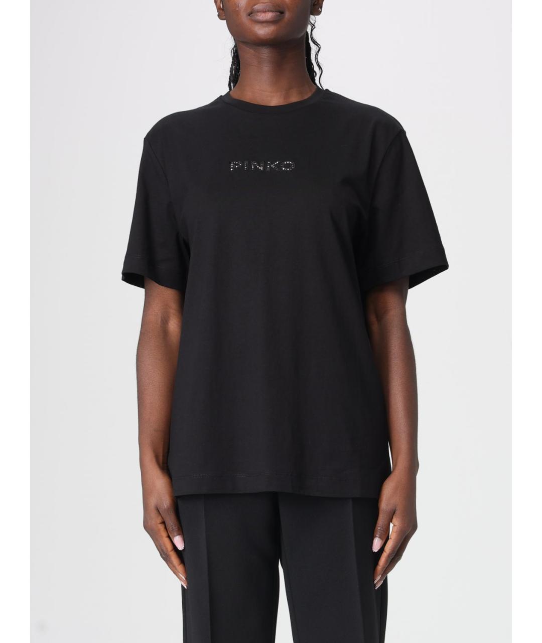 PINKO Черная хлопковая футболка, фото 4