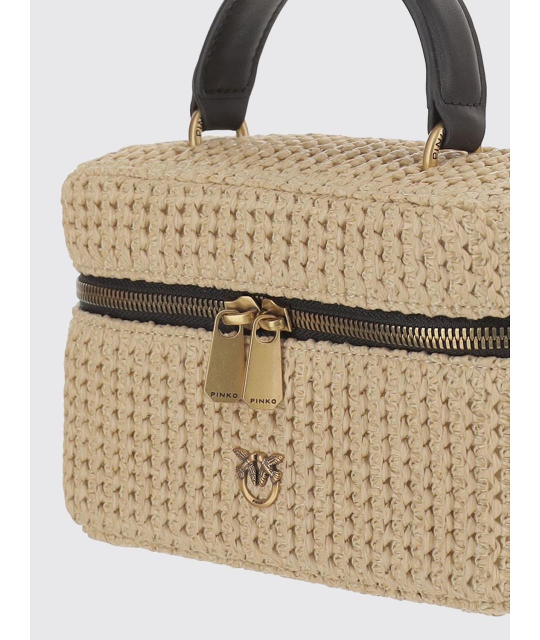 PINKO Бежевая сумка с короткими ручками, фото 3