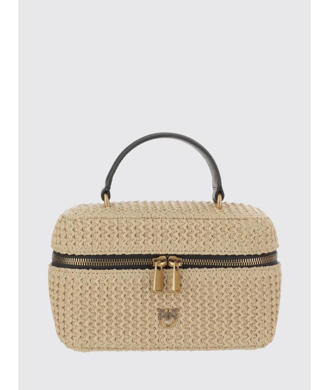 PINKO Бежевая сумка с короткими ручками, фото 4