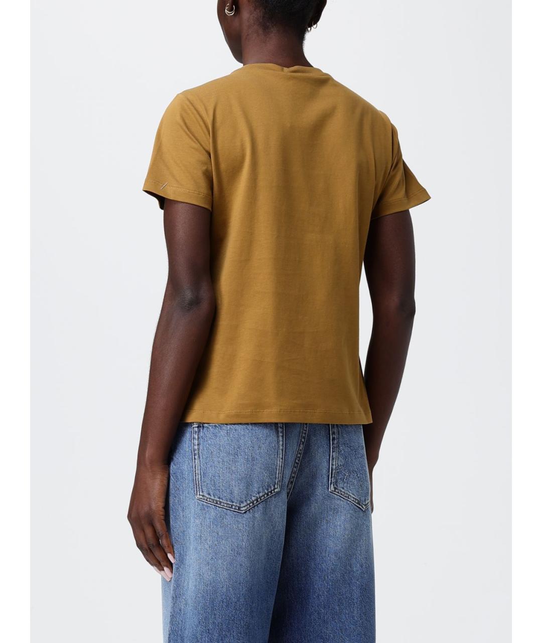 PINKO Коричневая хлопковая футболка, фото 2