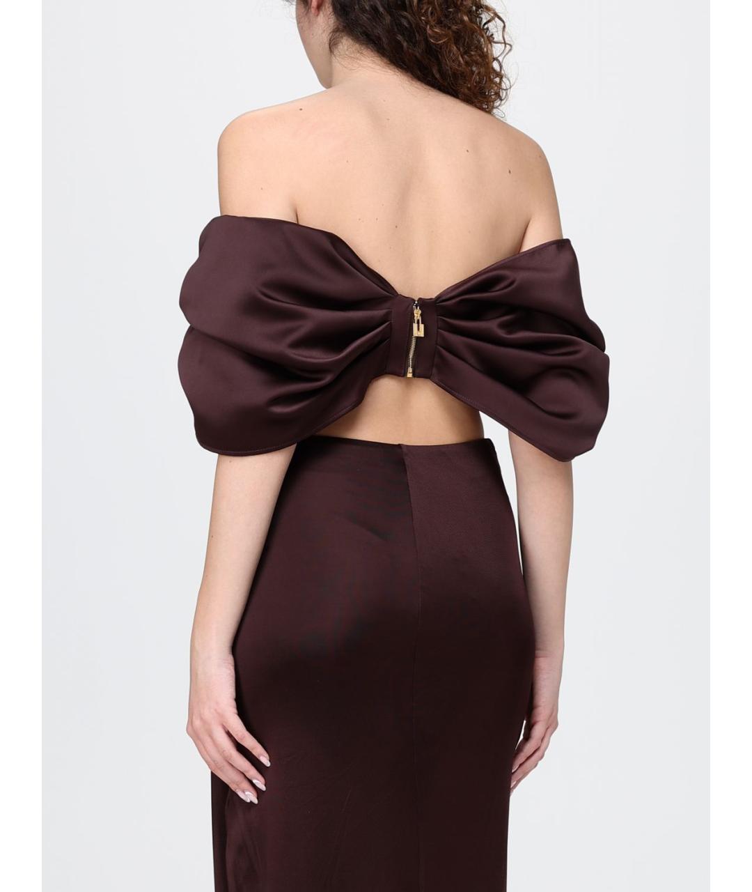 ELISABETTA FRANCHI Коричневая полиэстеровая майка, фото 2