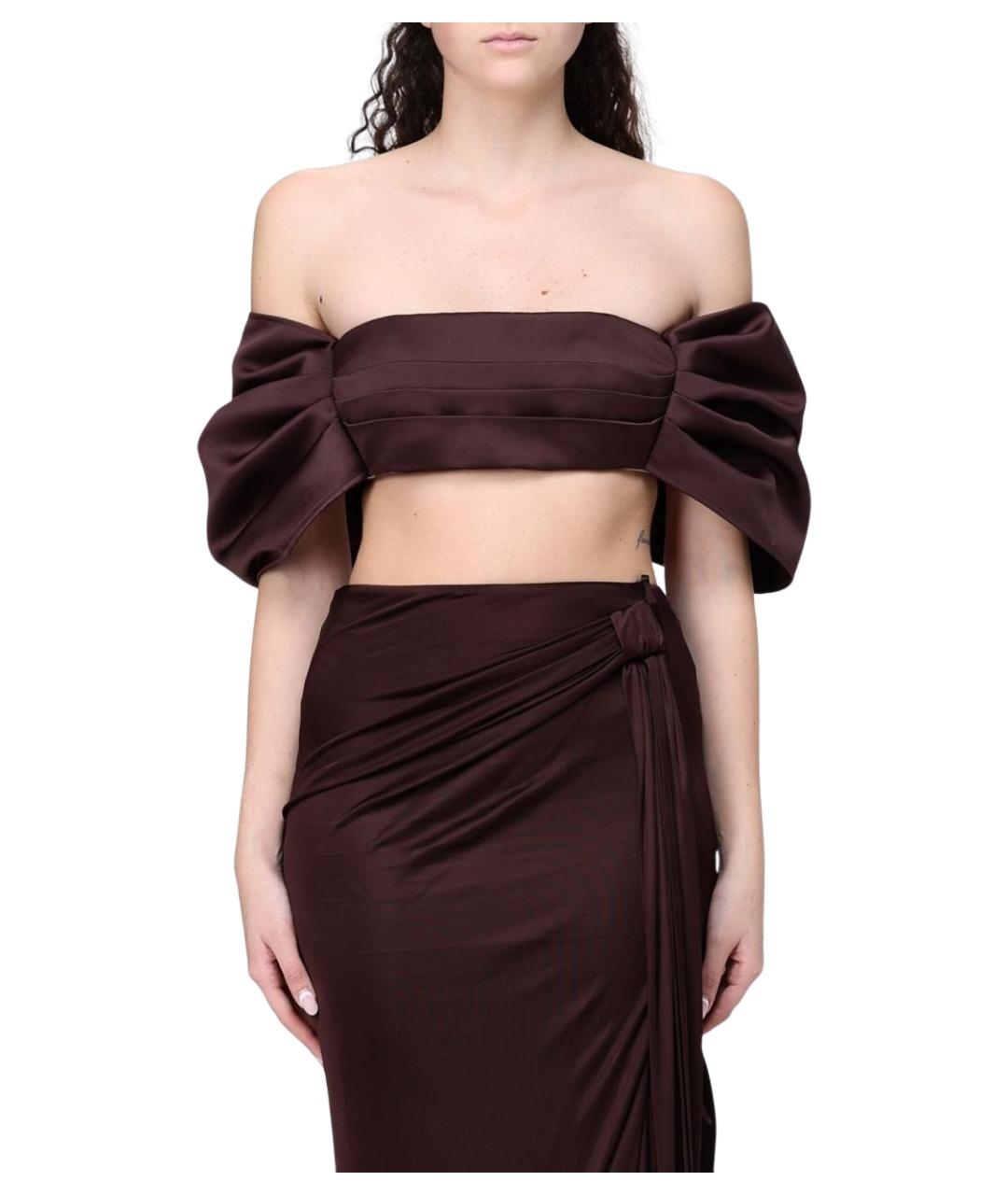 ELISABETTA FRANCHI Коричневая полиэстеровая майка, фото 1