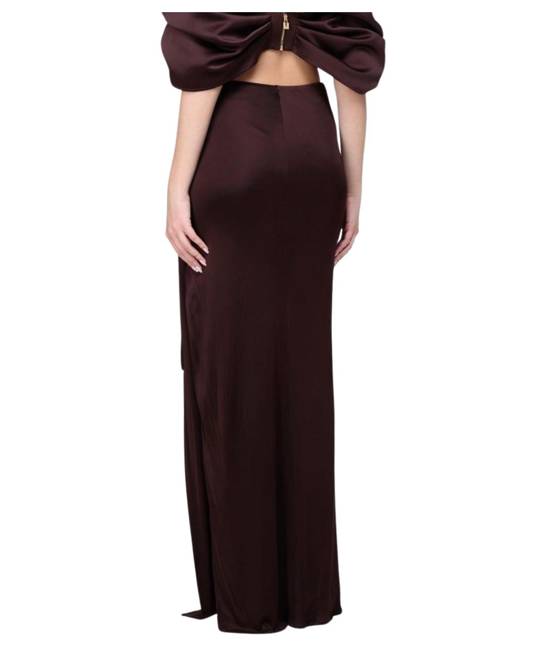 ELISABETTA FRANCHI Коричневая вискозная юбка миди, фото 2