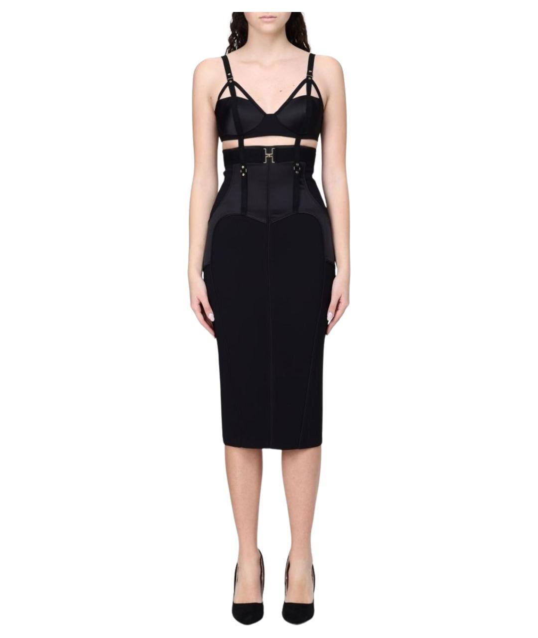 ELISABETTA FRANCHI Черное полиэстеровое коктейльное платье, фото 1