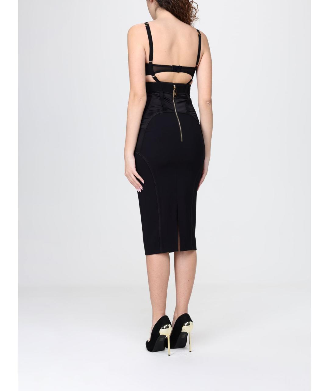 ELISABETTA FRANCHI Черное полиэстеровое коктейльное платье, фото 2