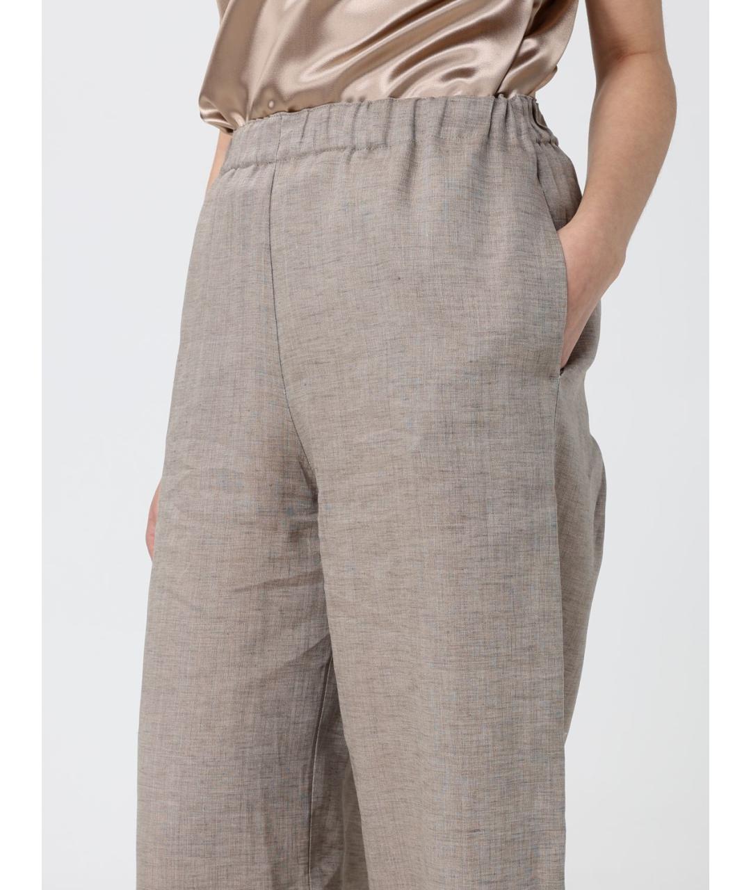 FABIANA FILIPPI Серые льняные прямые брюки, фото 3