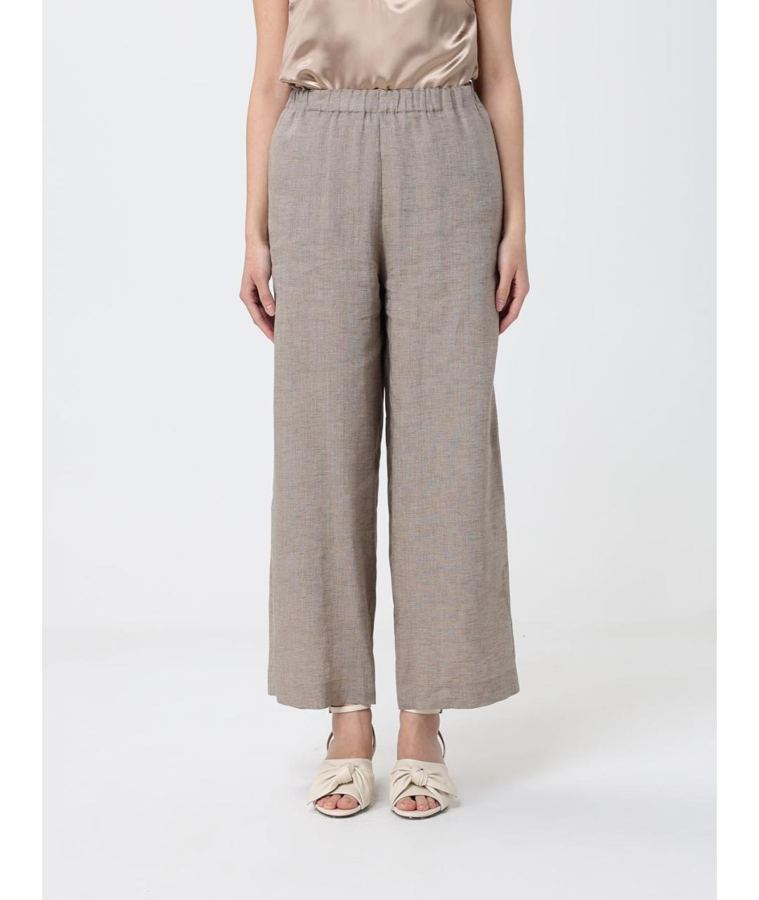 FABIANA FILIPPI Серые льняные прямые брюки, фото 4